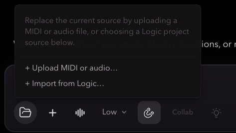 Logic source menu